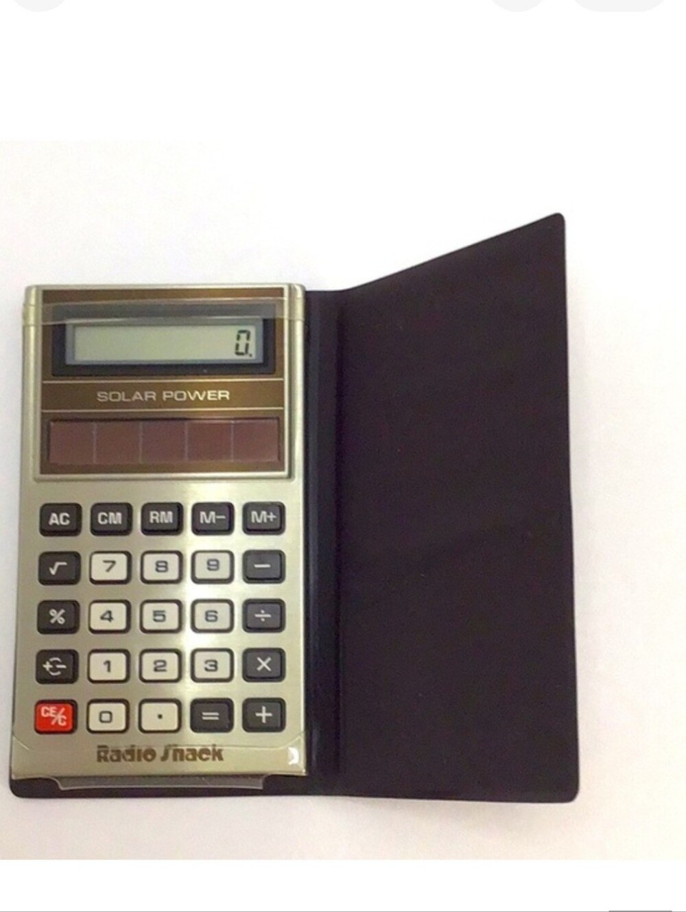 💚 Vintage Radio Shack Solar Calculator with brown case